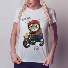 Футболка жіноча "Rding Motorcycle Cat"