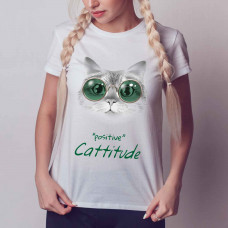 Футболка жіноча "In Green Positive Cat"